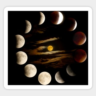 Moon Phases, Lunar Eclipse Sticker